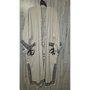 IKIKIZ One Size Cotton/Linen Robe Kimono Open Long Duster Cardigan OS